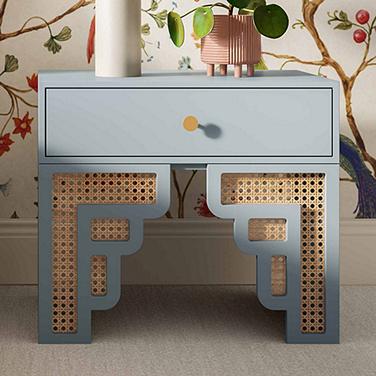 TOV Furniture Suzie 26" Modern Patel Blue Wood 1-Drawer Nightstand