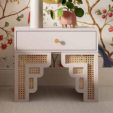TOV Furniture Suzie 26" Wide Modern Cream Wood 1-Drawer Nightstand