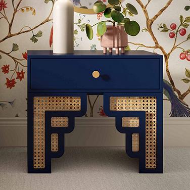 TOV Furniture Suzie 26" Wide Modern Navy Wood 1-Drawer Nightstand