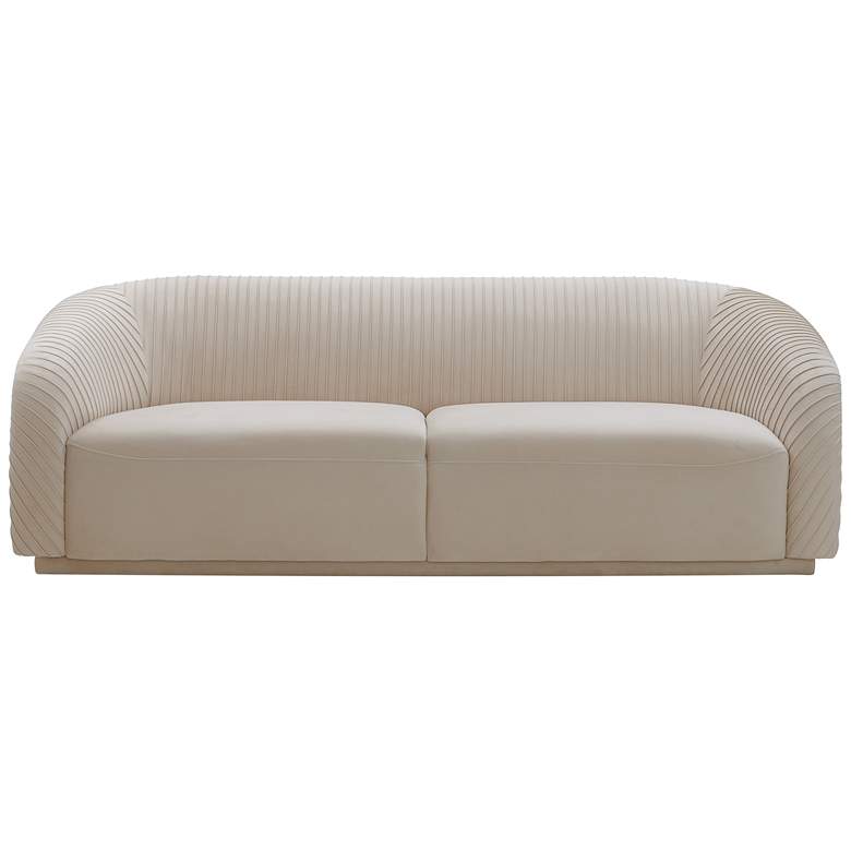 Image 2 TOV Furniture Yara 90 1/2" Wide Modern Pleated Beige Velvet Sofa