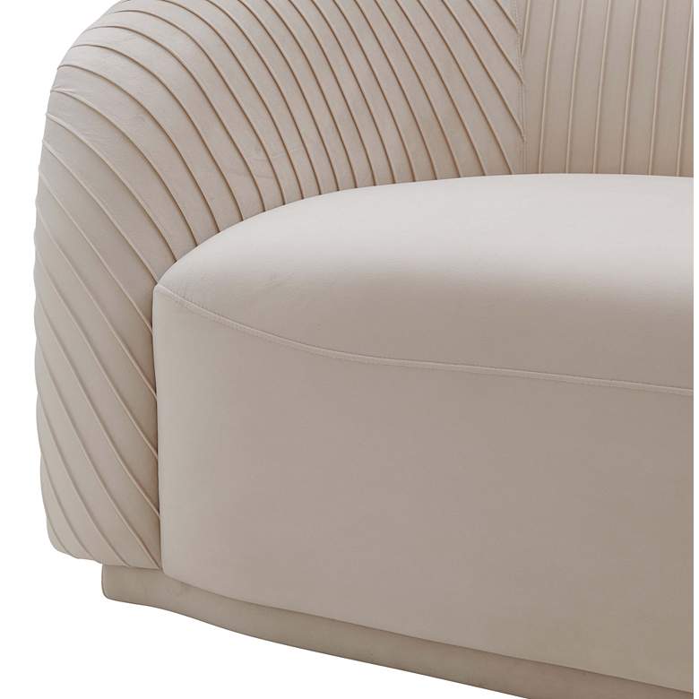 Image 3 TOV Furniture Yara 90 1/2" Wide Modern Pleated Beige Velvet Sofa more views