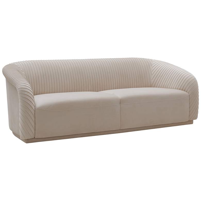 Image 5 TOV Furniture Yara 90 1/2" Wide Modern Pleated Beige Velvet Sofa more views