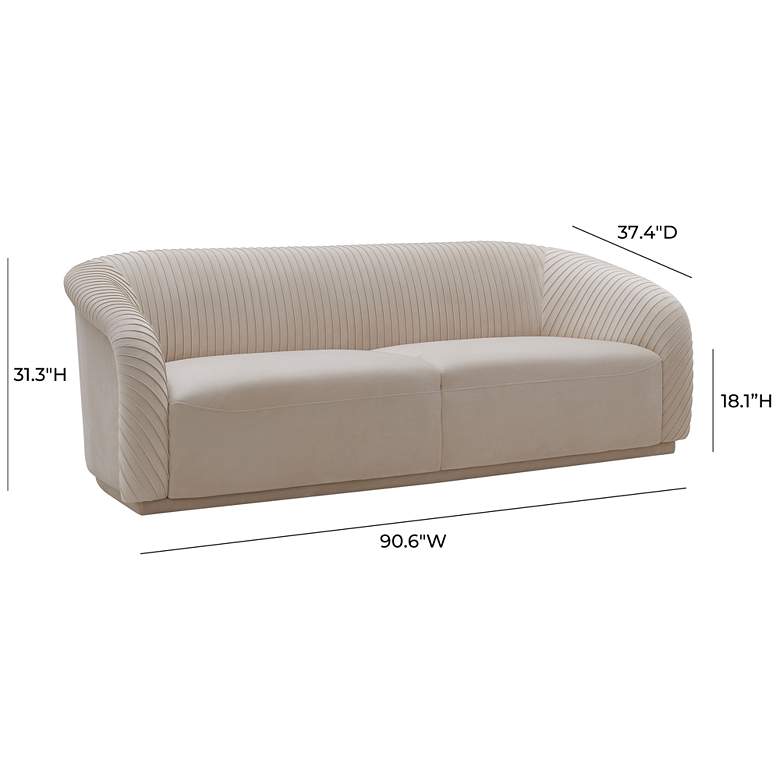 Image 7 TOV Furniture Yara 90 1/2" Wide Modern Pleated Beige Velvet Sofa more views