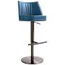 1_TOV Gala Adjustable Height Blue Vegan Leather Modern Swivel Bar Stool
