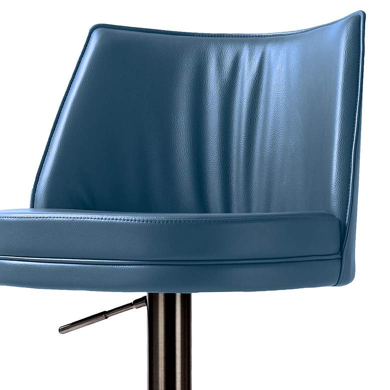 Image 2 TOV Gala Adjustable Height Blue Vegan Leather Modern Swivel Bar Stool more views