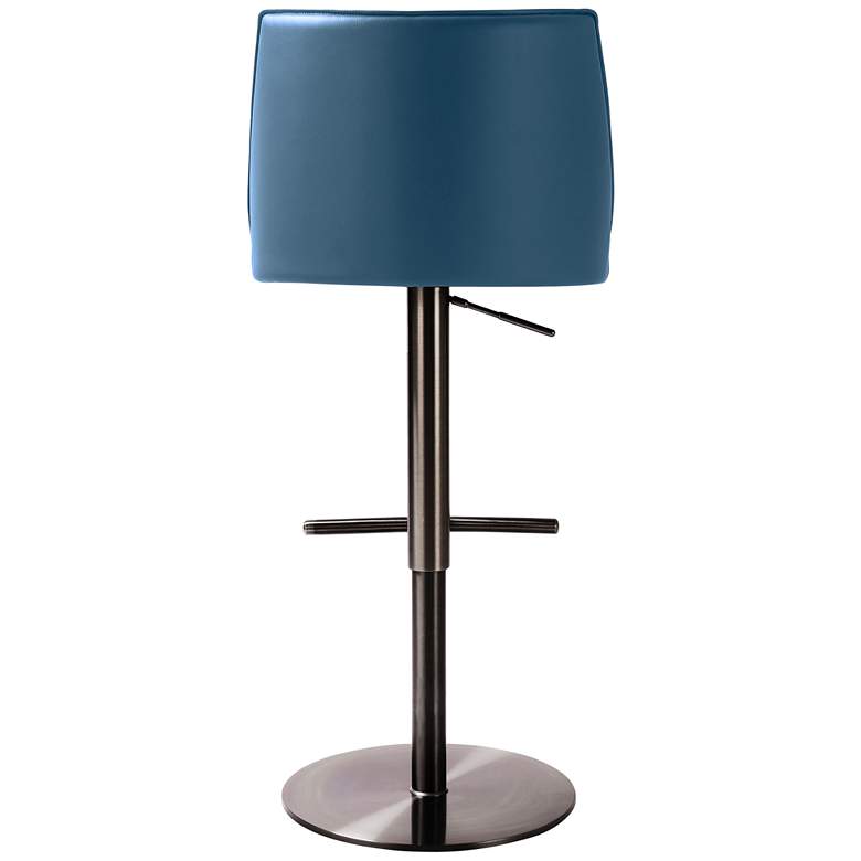 Image 4 TOV Gala Adjustable Height Blue Vegan Leather Modern Swivel Bar Stool more views