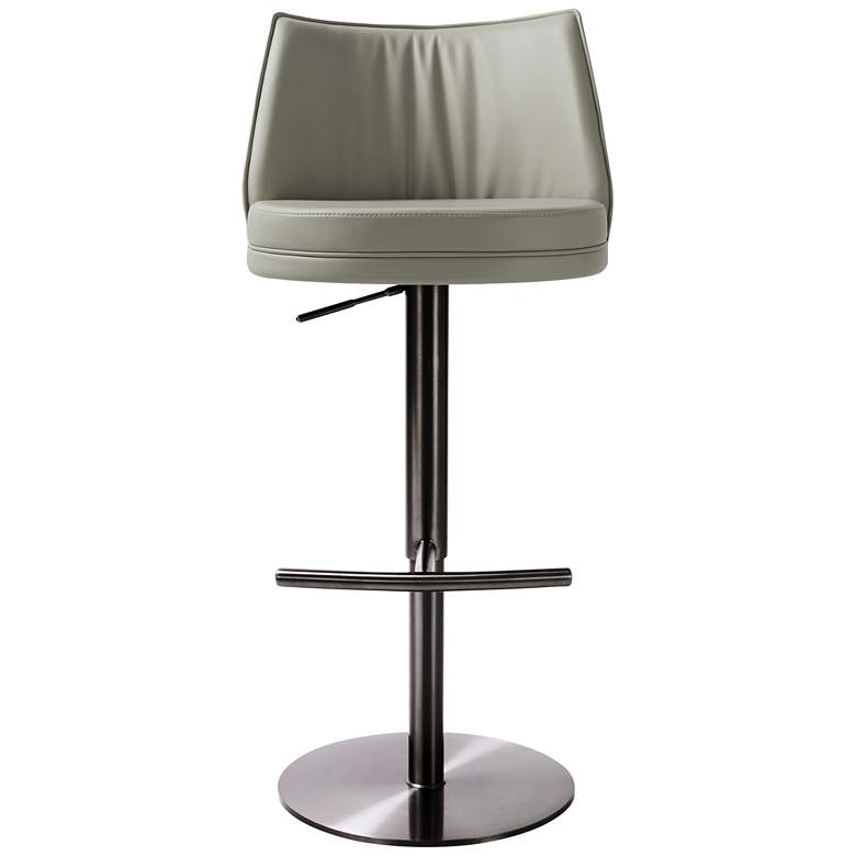 Image 3 TOV Gala Adjustable Height Light Gray Vegan Leather Swivel Bar Stool more views