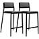TOV Gale 19" Wide Modern Black Vegan Leather Counter Stools Set of 2