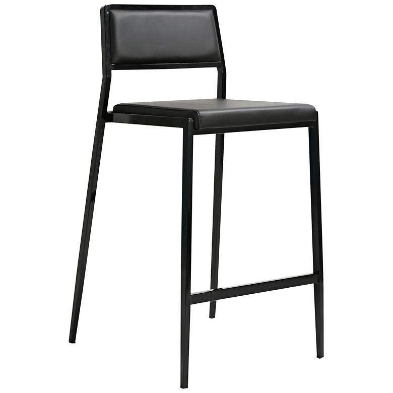 Image 3 TOV Gale 19" Wide Modern Black Vegan Leather Counter Stools Set of 2 more views