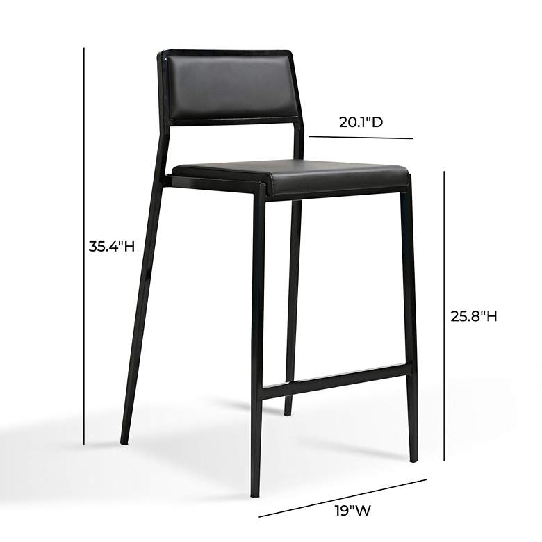 Image 7 TOV Gale 19" Wide Modern Black Vegan Leather Counter Stools Set of 2 more views