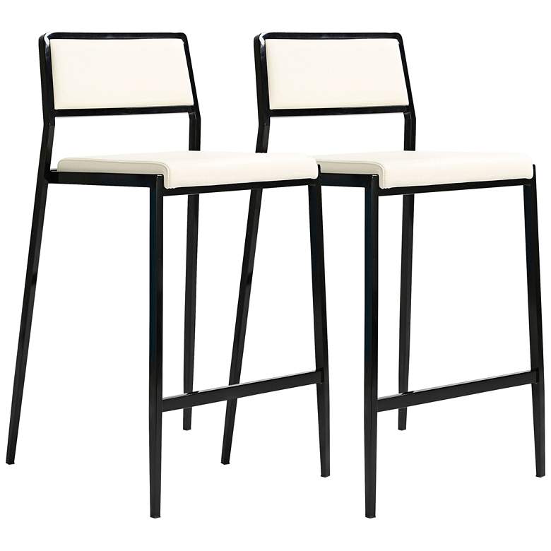 Image 1 TOV Gale 25 3/4" Cream Vegan Leather Counter Stools Set of 2