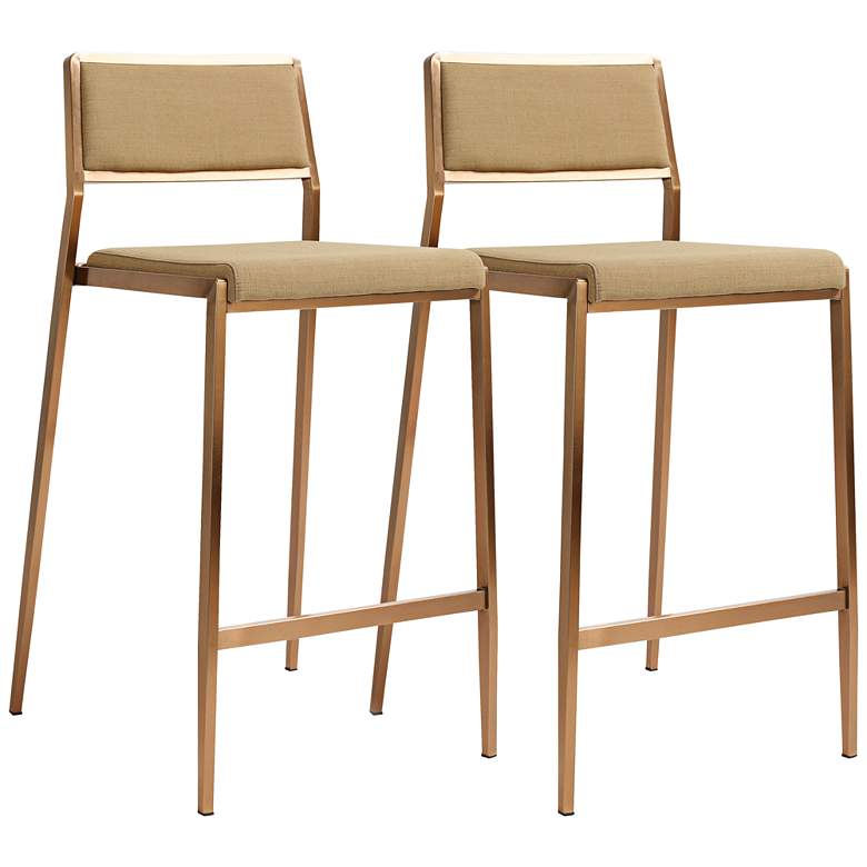 Image 1 TOV Gale 25 3/4" Modern Tan Basketweave Linen Counter Stools Set of 2