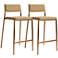 TOV Gale 25 3/4" Modern Tan Basketweave Linen Counter Stools Set of 2