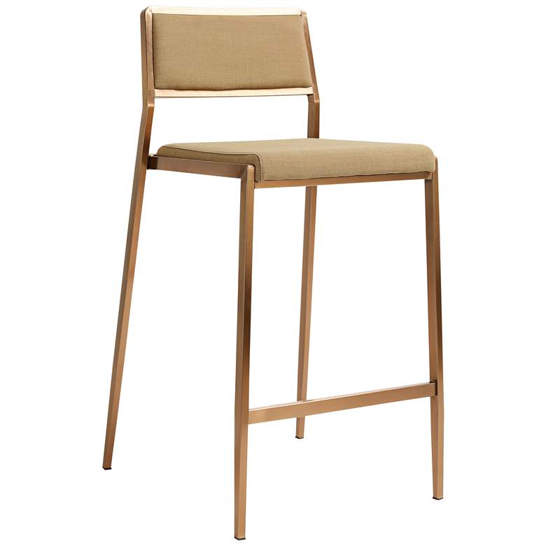 Image 3 TOV Gale 25 3/4" Modern Tan Basketweave Linen Counter Stools Set of 2 more views