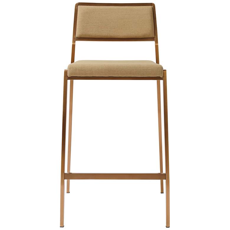 Image 4 TOV Gale 25 3/4" Modern Tan Basketweave Linen Counter Stools Set of 2 more views