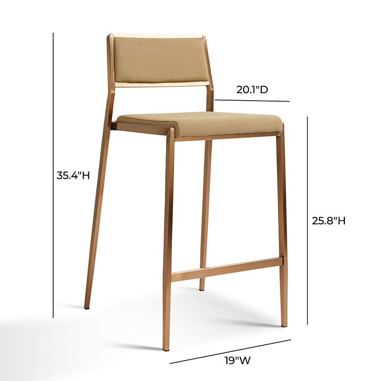 Image 7 TOV Gale 25 3/4" Modern Tan Basketweave Linen Counter Stools Set of 2 more views