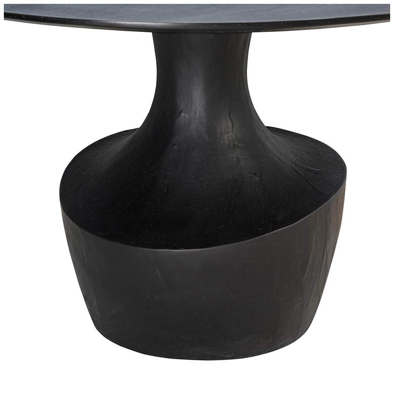 Image 3 TOV Gevra 54" Wide Black Wood Faux Plaster Round Modern Dinning Table more views