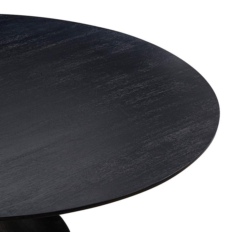 Image 5 TOV Gevra 54" Wide Black Wood Faux Plaster Round Modern Dinning Table more views