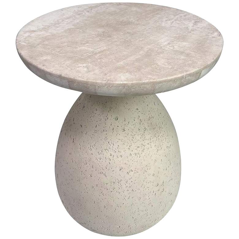 Image 4 TOV Gina 15 3/4" Wide Modern Cream Travertine Marble Side Table more views