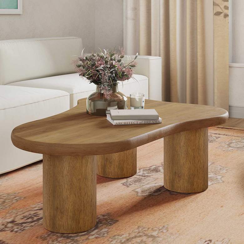 Image 2 TOV Gotham 48" Wide Cognac Wood Organic Coffee Table