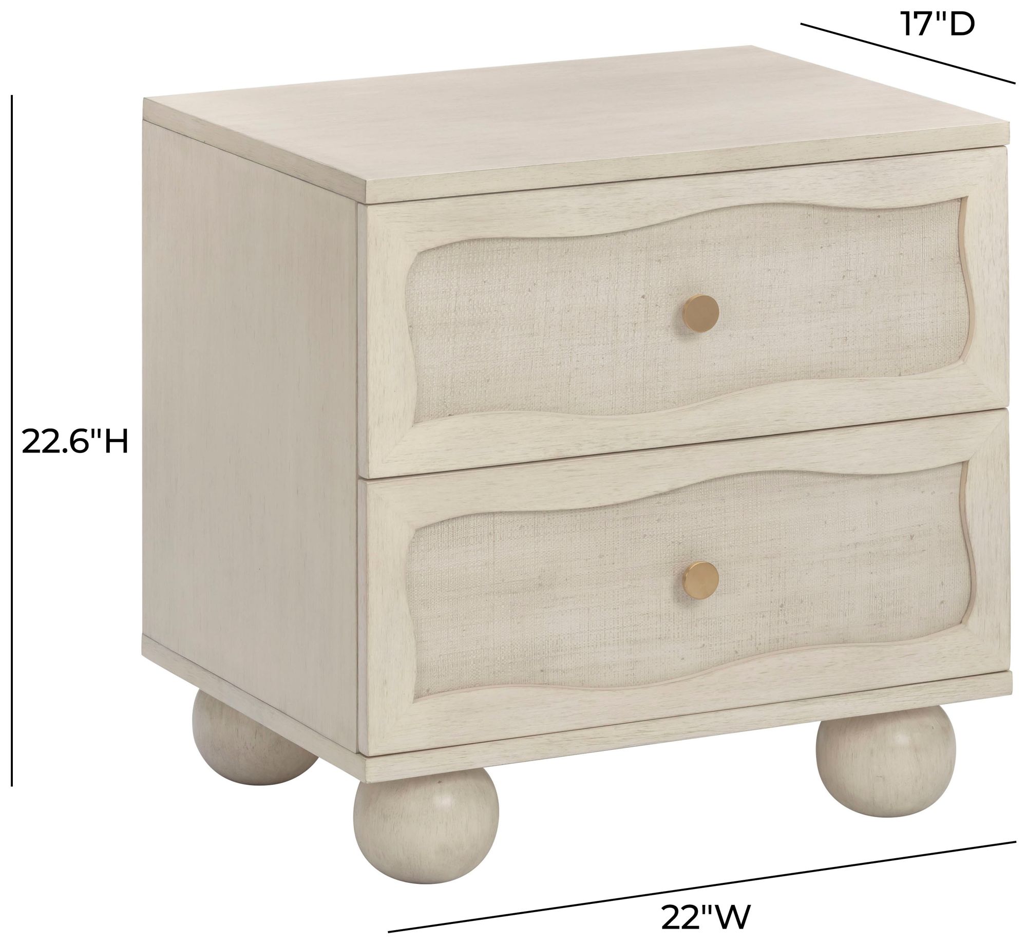 TOV Grappa 22" Wide Whitewashed Nightstand Table