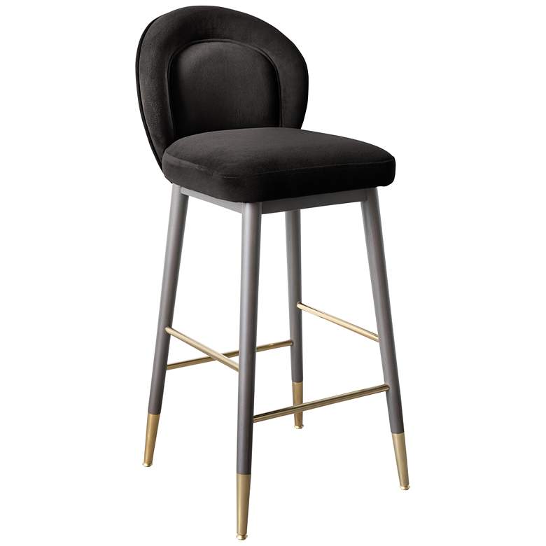 Image 1 TOV Hailey 17 1/4" Wide Charcoal Gray Velvet Fabric Counter Stool
