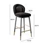 5_TOV Hailey 17 1/4" Wide Charcoal Gray Velvet Fabric Counter Stool more views