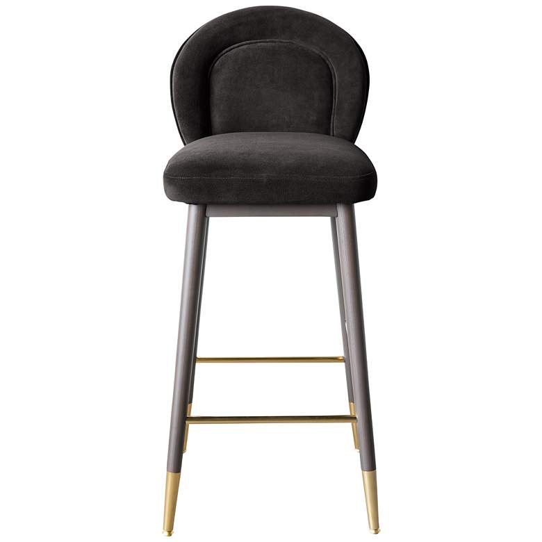 Image 3 TOV Hailey 17 1/4" Wide Modern Charcoal Gray Velvet Fabric Bar Stool more views