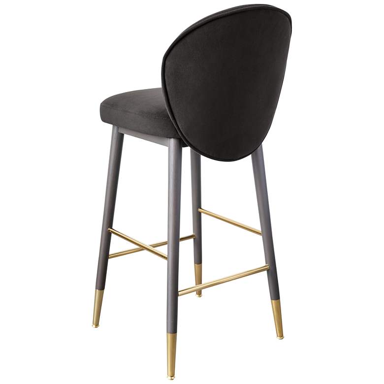 Image 4 TOV Hailey 17 1/4" Wide Modern Charcoal Gray Velvet Fabric Bar Stool more views