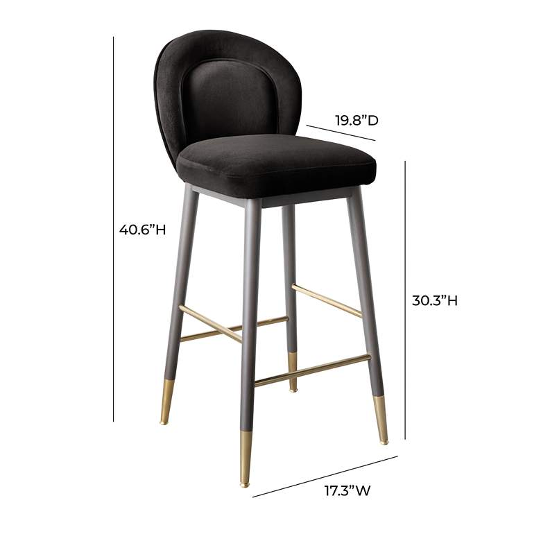 Image 5 TOV Hailey 17 1/4" Wide Modern Charcoal Gray Velvet Fabric Bar Stool more views