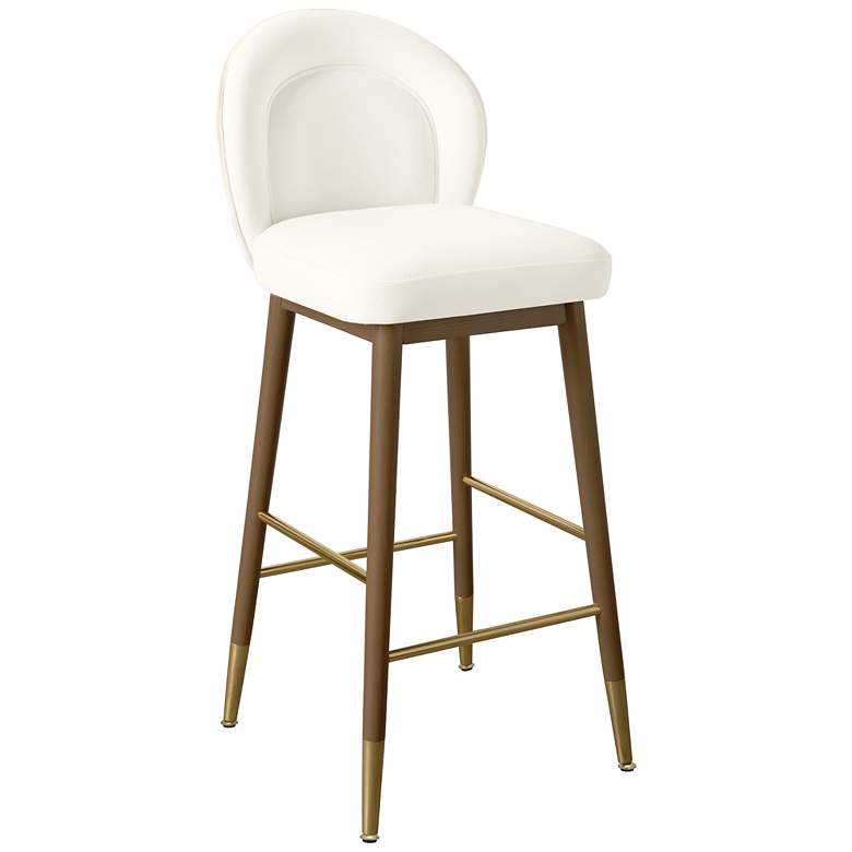 Image 1 TOV Hailey 26 1/2" Cream Velvet Fabric Modern Counter Stool