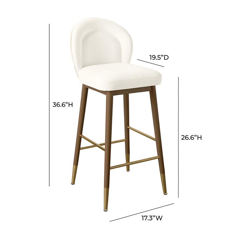 Image 5 TOV Hailey 26 1/2" Cream Velvet Fabric Modern Counter Stool more views