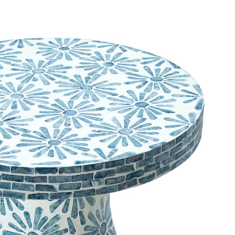 Image 3 TOV Halio 18" Wide Blue Floral Shell Side Table more views