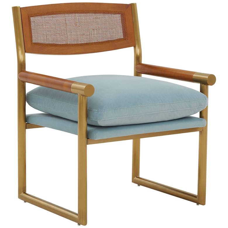 Image 2 TOV Harlow 26 3/4" Wide Gold and Dusty Blue Velvet Accent Chair