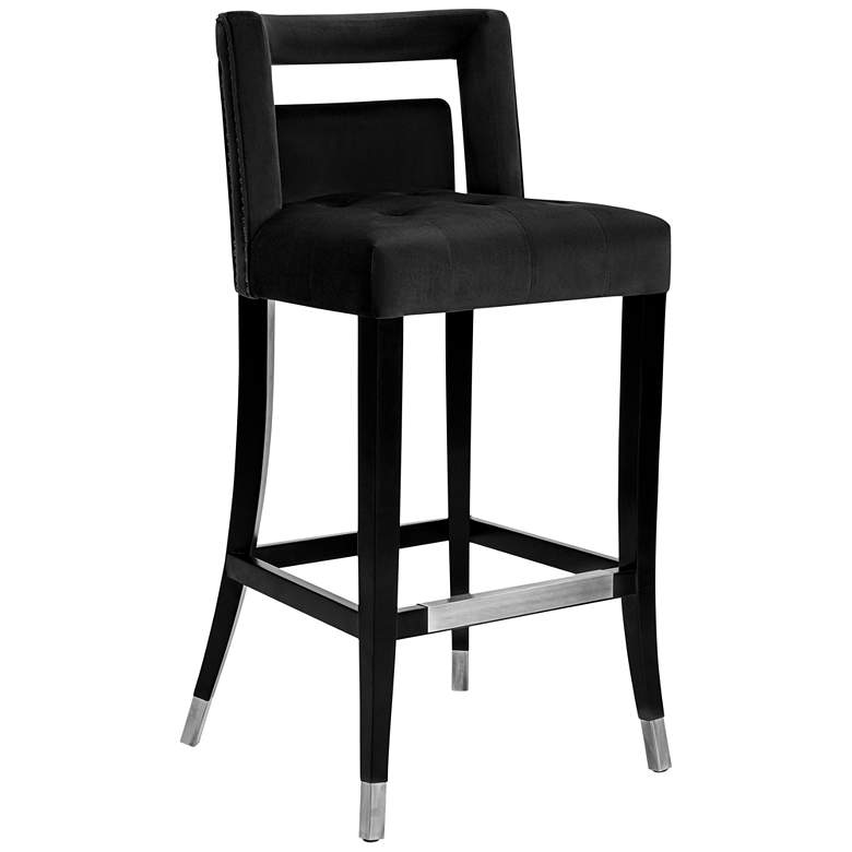 Image 1 TOV Hart 30 1/4" Black Velvet Fabric Modern Counter Stool