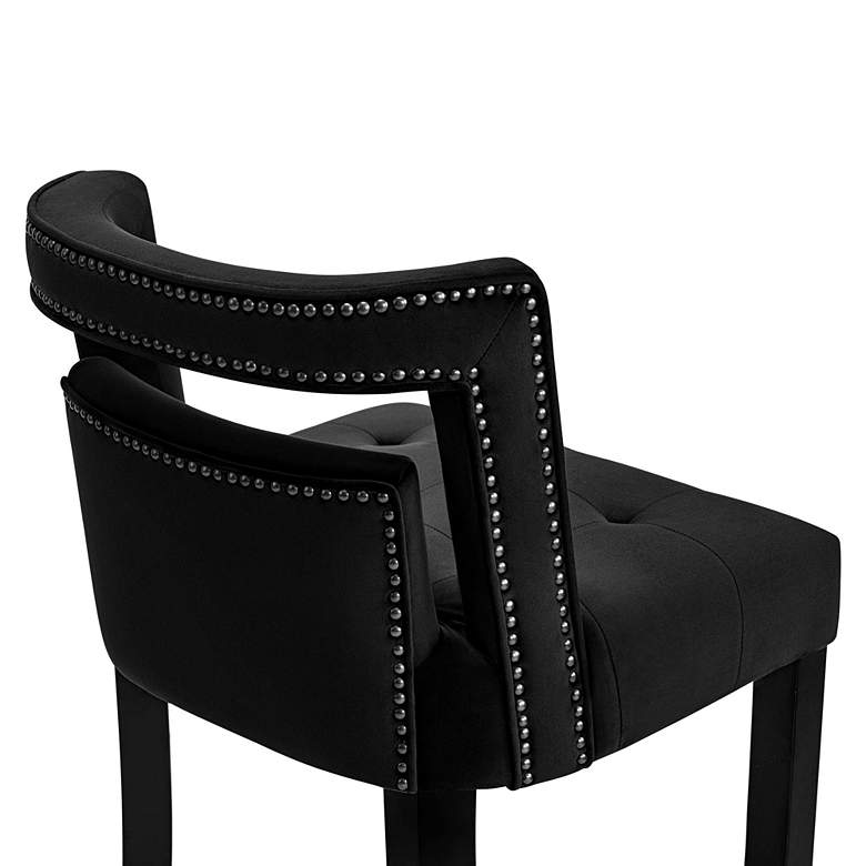 Image 2 TOV Hart 30 1/4" Black Velvet Fabric Modern Counter Stool more views