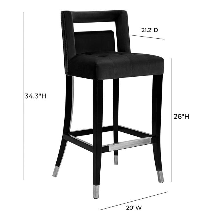 Image 5 TOV Hart 30 1/4" Black Velvet Fabric Modern Counter Stool more views