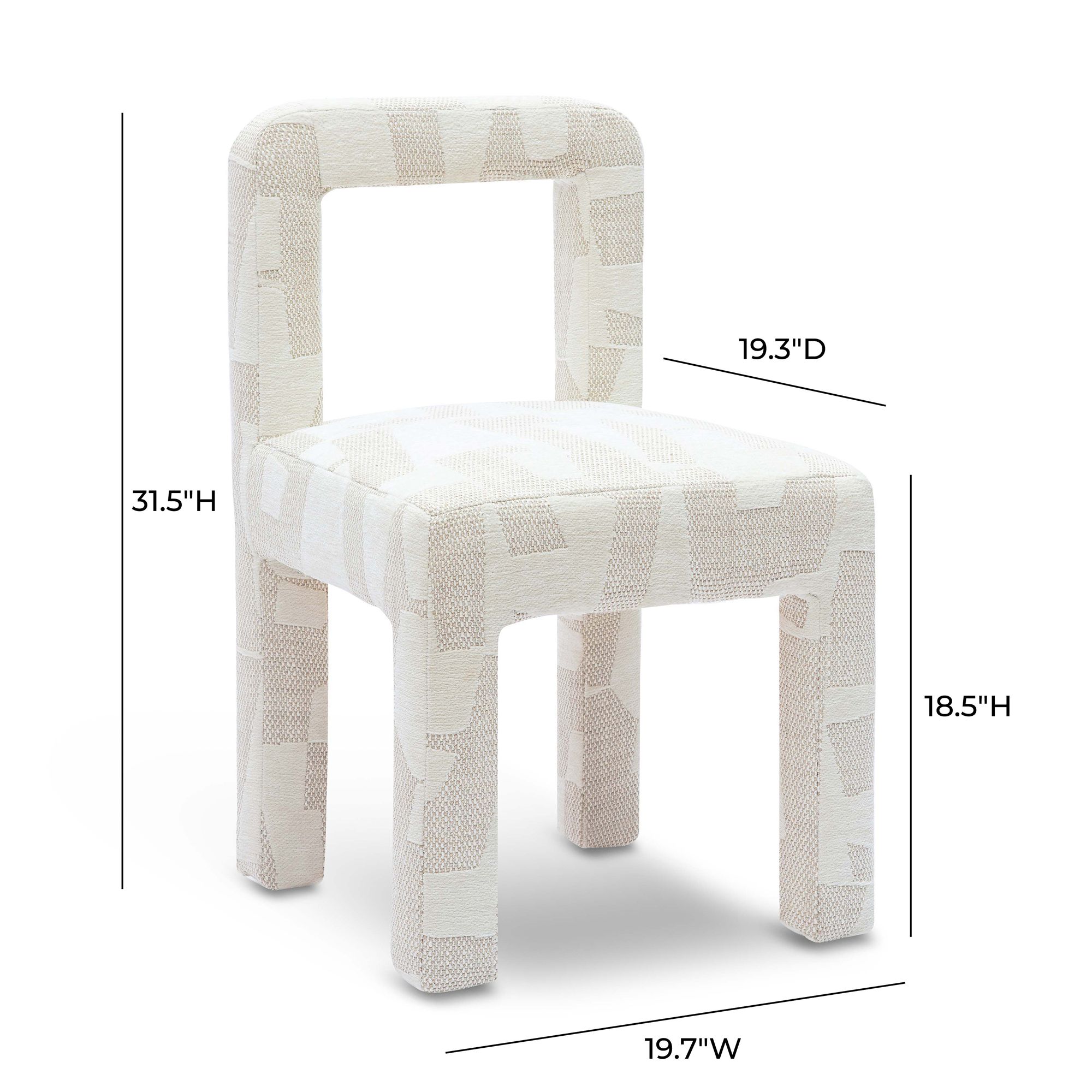 Image 5 TOV Hazel 19 3/4" Wide Cream Patterned Jacquard Fabric Dining Chair more views