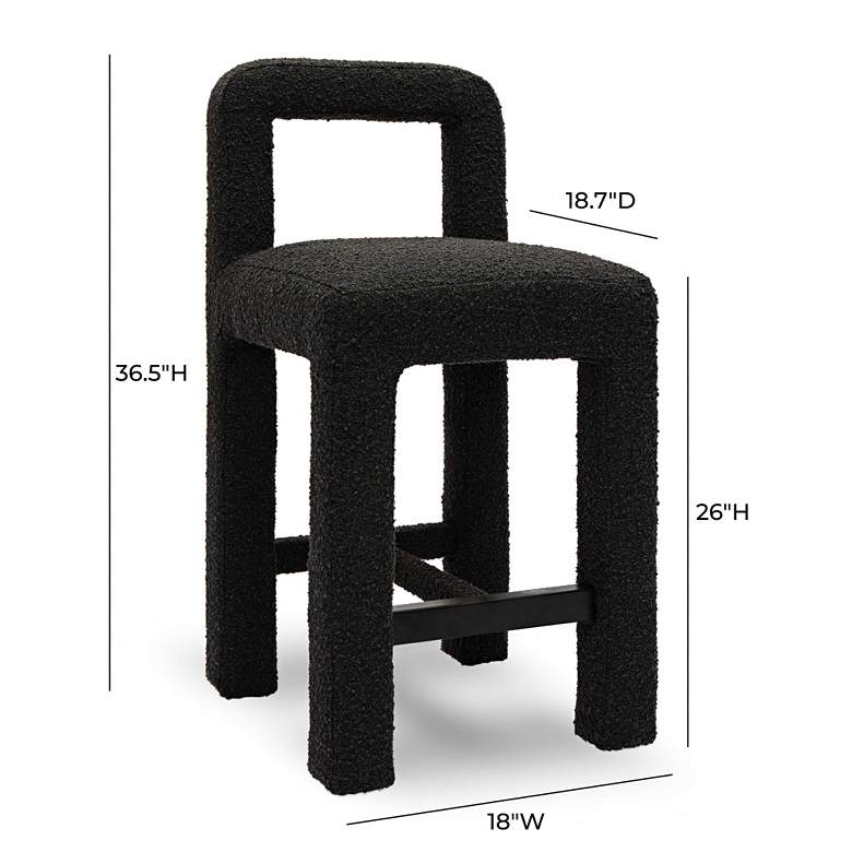 Image 5 TOV Hazel 26" Modern Black Boucle Fabric Counter Stool more views