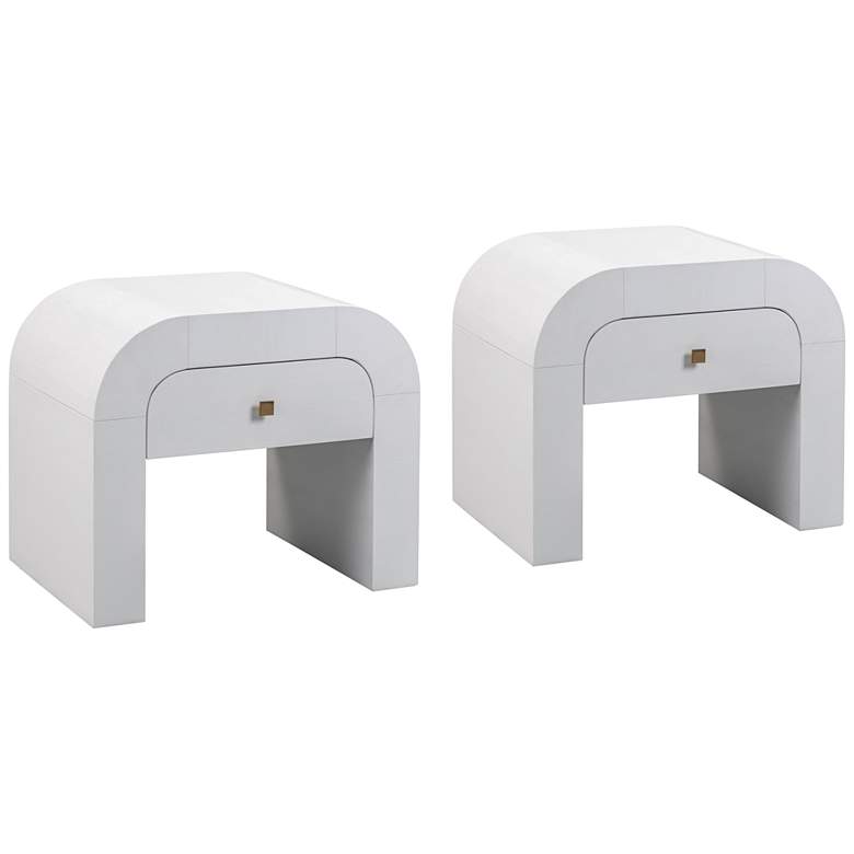 Image 1 TOV Hump 26" Wide Modern White 1-Drawer Wood Nightstands Set of 2