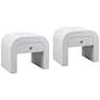 1_TOV Hump 26" Wide Modern White 1-Drawer Wood Nightstands Set of 2
