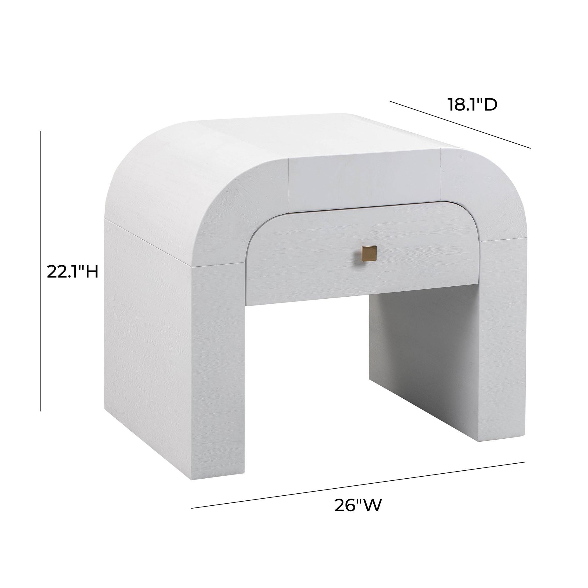 TOV Hump 26" Wide Modern White 1-Drawer Wood Nightstands Set of 2