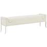 2_TOV Ines 66 3/4" Wide Cream Boucle Fabric Modern Rectangular Bench