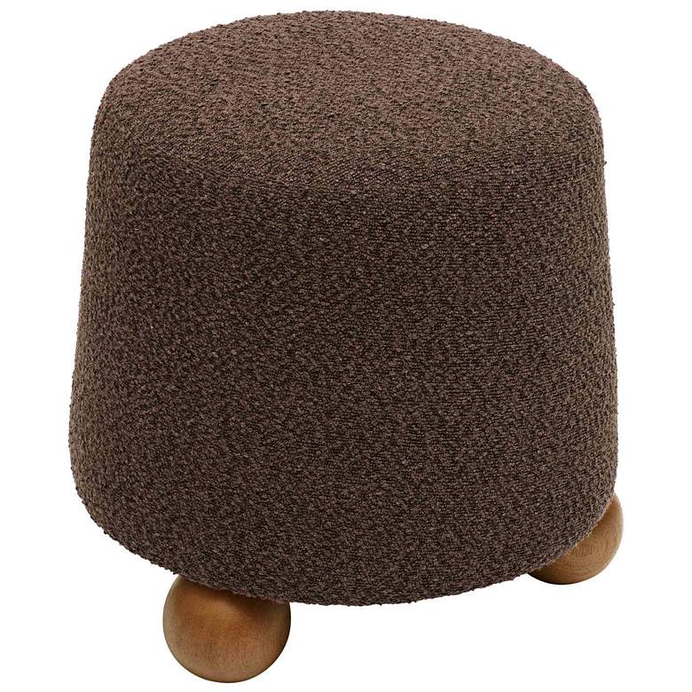 Image 3 TOV Jaine 18 1/4" Modern Chocolate Brown Boucle Accent Stool Ottoman more views