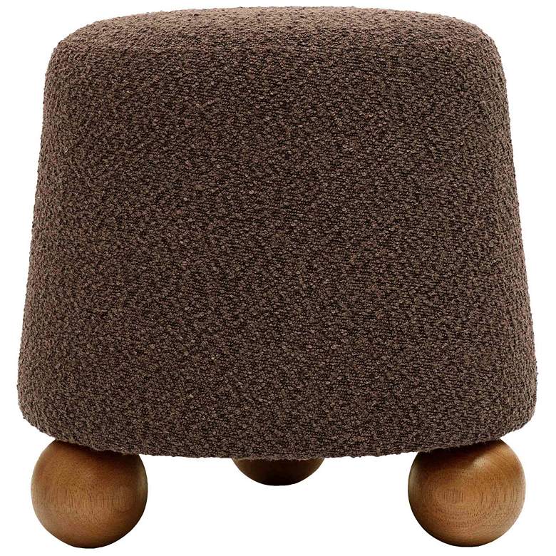 Image 4 TOV Jaine 18 1/4" Modern Chocolate Brown Boucle Accent Stool Ottoman more views