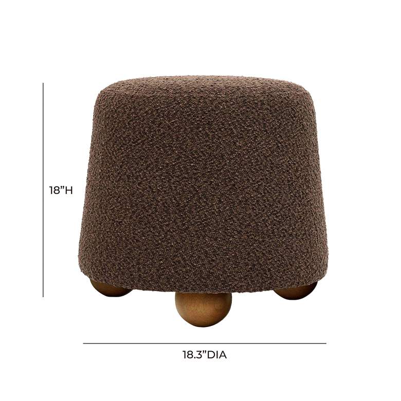Image 5 TOV Jaine 18 1/4" Modern Chocolate Brown Boucle Accent Stool Ottoman more views