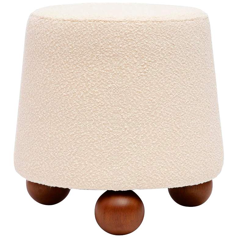 Image 1 TOV Jaine 18 1/4" Wide Cream Nubby Boucle Fabric Modern Accent Stool