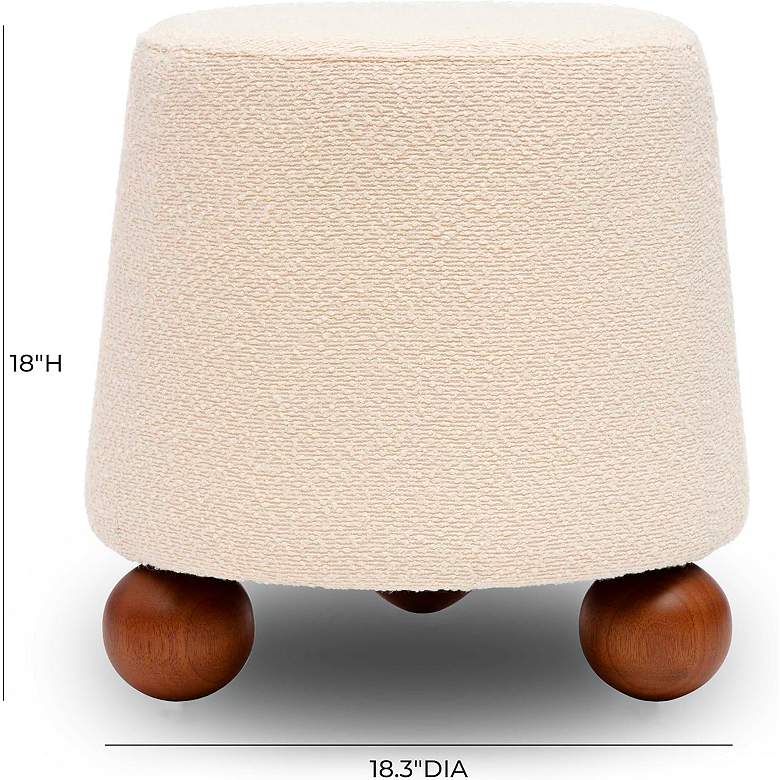 Image 5 TOV Jaine 18 1/4" Wide Cream Nubby Boucle Fabric Modern Accent Stool more views