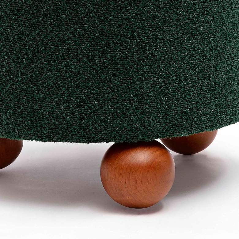 Image 2 TOV Jaine 18 1/4" Wide Forest Green Nubby Boucle Fabric Accent Stool more views