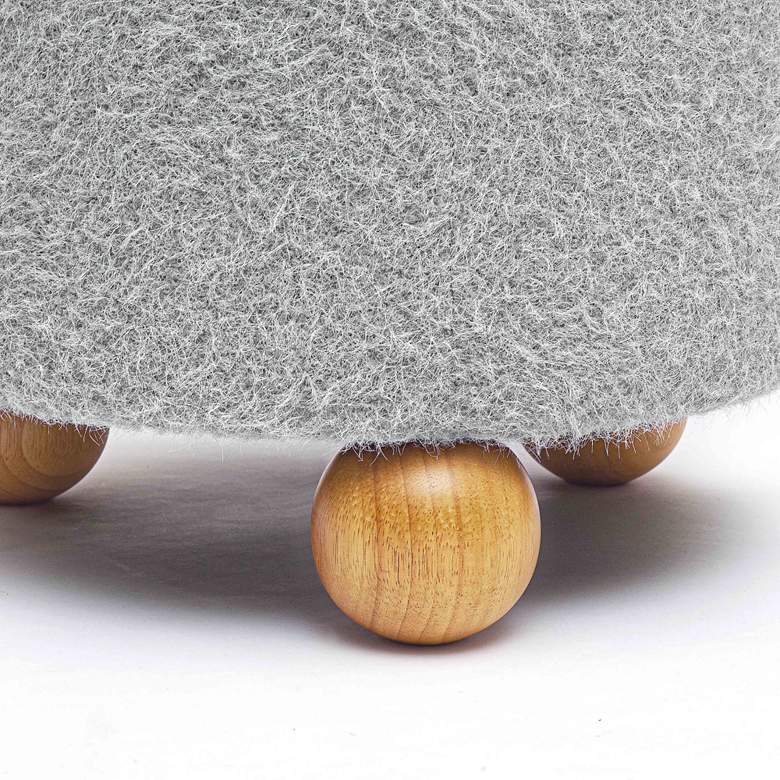 Image 3 TOV Jaine 18 1/4" Wide Stone Gray Loose Mohair Modern Accent Stool more views